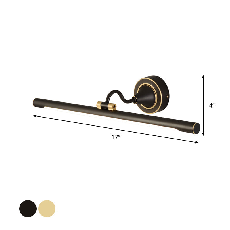 Lisslune | Metallic linear LED wall light contemporary black/gold adjustable vanity light fixture with acrylic shade