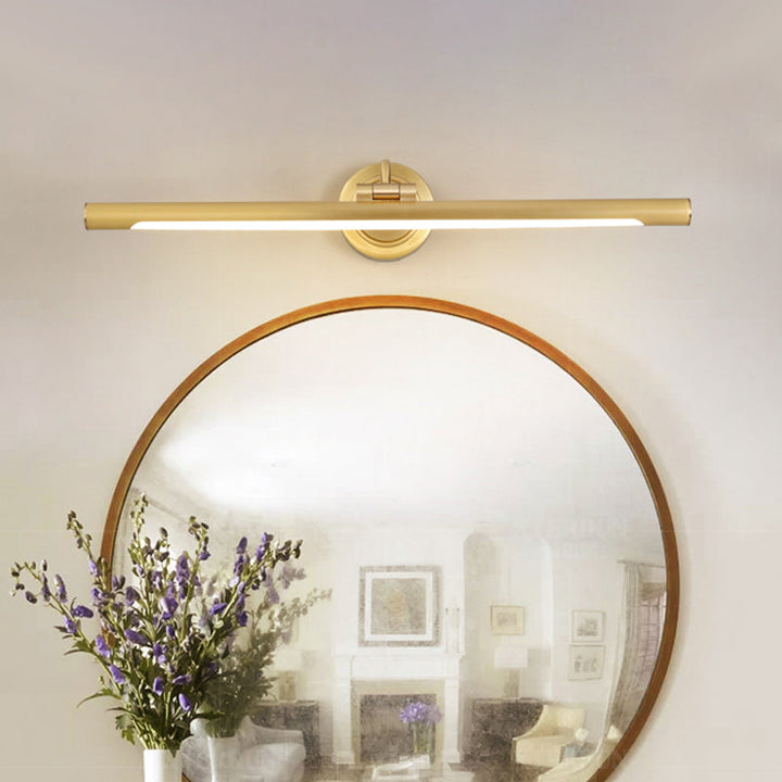 Lisslune | Metallic linear LED wall light contemporary black/gold adjustable vanity light fixture with acrylic shade