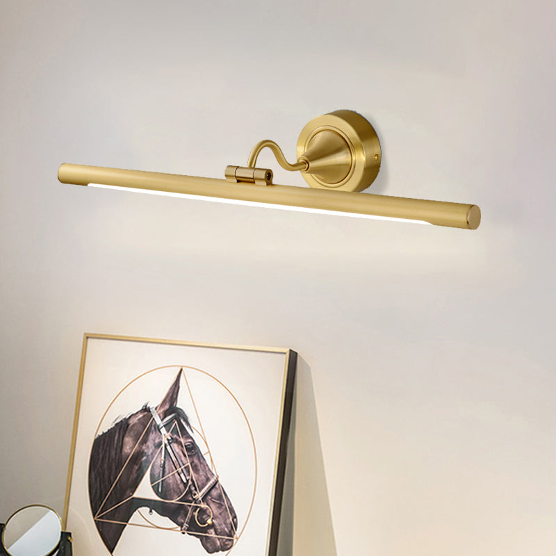 Lisslune | Metallic linear LED wall light contemporary black/gold adjustable vanity light fixture with acrylic shade