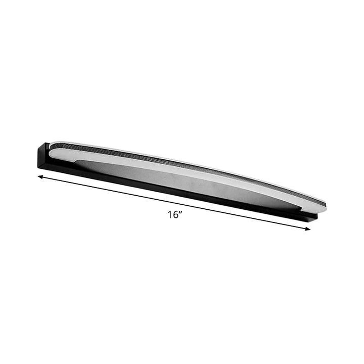 Lisslune | Curved Bar Wall Vanity Light Minimal LED Metal Bathroom Wall Lamp in Black, Warm/White Light