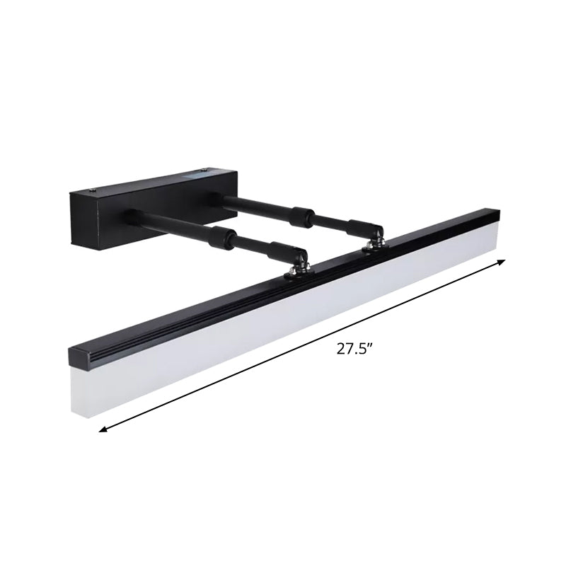 Lisslune | Simple 23.5"/27.5" L LED bar light black straight wall lighting ideas with acrylic shade in warm/white light