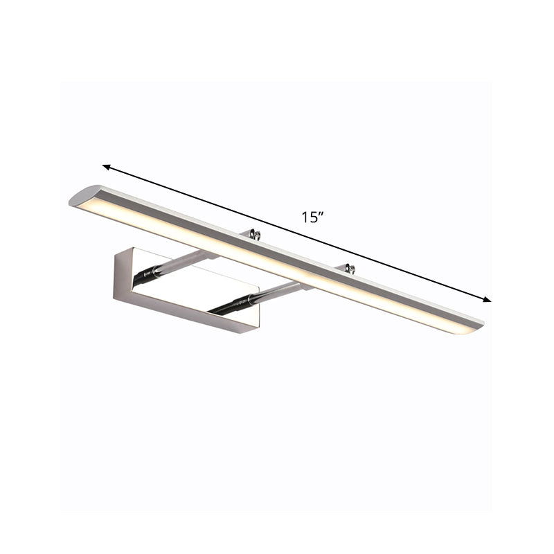 Lisslune | LED Washroom Vanity Lighting Minimalist Silver Wall Light with Extended Metal Shade
