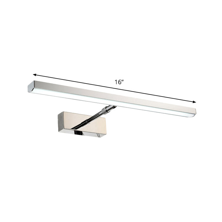 Lisslune | Metallic Linear Wall Mount Lighting Modern LED Wall Mirror Lighting in Chrome, Warm/White Light