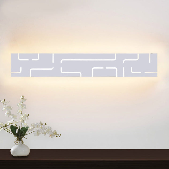 Lisslune | White etched rectangular wall light fixture Modern style LED acrylic wall-mounted vanity lamp in warm/white light
