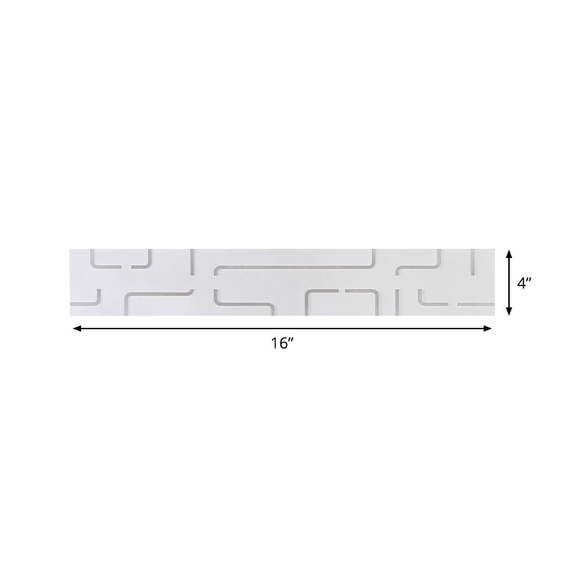 Lisslune | White etched rectangular wall light fixture Modern style LED acrylic wall-mounted vanity lamp in warm/white light