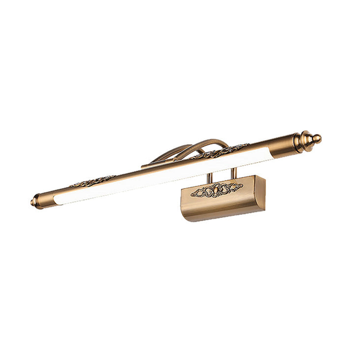 Lisslune | Linear Metallic LED Wall Light Minimalist Brass Carving Vanity Mirror Light with Swivel Arm