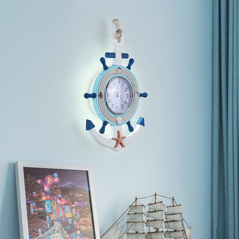 Skørter | Rudder Wall Lighting Children Metallic LED Blue Wall Lamp with Clock Design, Warm/White Light