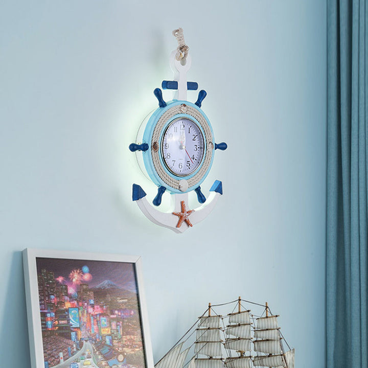 Skørter | Rudder Wall Lighting Children Metallic LED Blue Wall Lamp with Clock Design, Warm/White Light