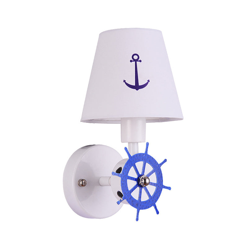 Skørter | Fabric Tapered Shadow Wall Lamp Sconces Children Single Head White Wall Lighting with Ruder Decor