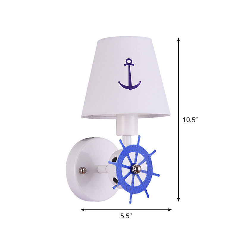 Skørter | Fabric Tapered Shadow Wall Lamp Sconces Children Single Head White Wall Lighting with Ruder Decor
