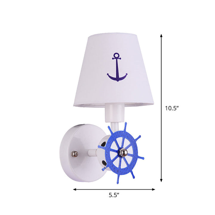Skørter | Fabric Tapered Shadow Wall Lamp Sconces Children Single Head White Wall Lighting with Ruder Decor