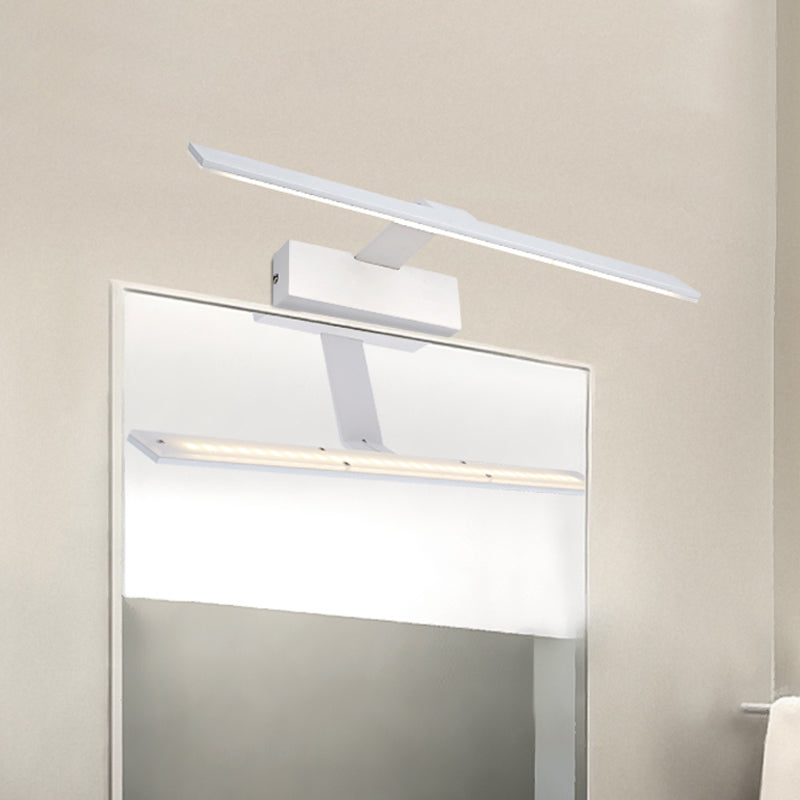 Lisslune | Simple LED Makeup Lighting Fixture White Streamlined Wall Lamp with Metal Shade in Warm/White Light, 17"/23" L