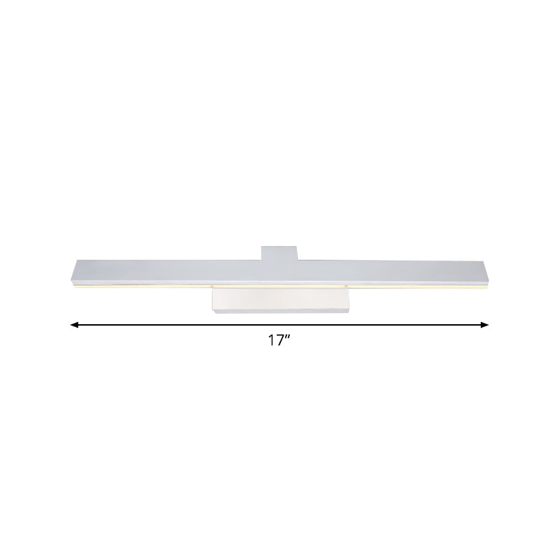 Lisslune | Simple LED Makeup Lighting Fixture White Streamlined Wall Lamp with Metal Shade in Warm/White Light, 17"/23" L