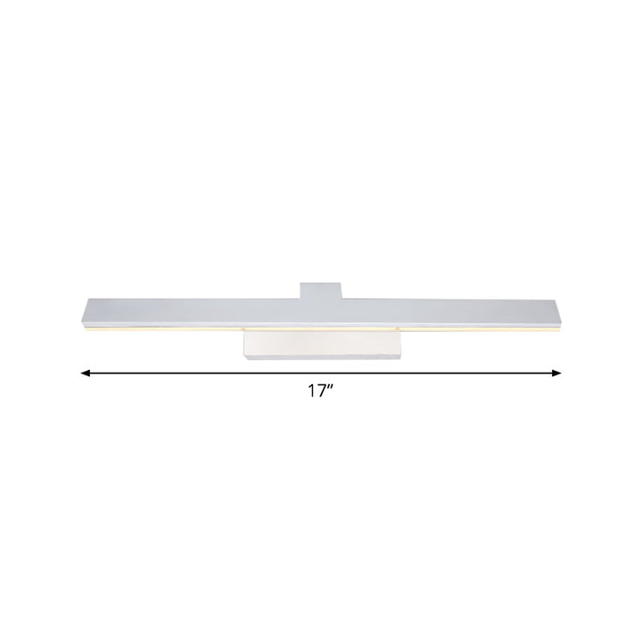Lisslune | Simple LED Makeup Lighting Fixture White Streamlined Wall Lamp with Metal Shade in Warm/White Light, 17"/23" L