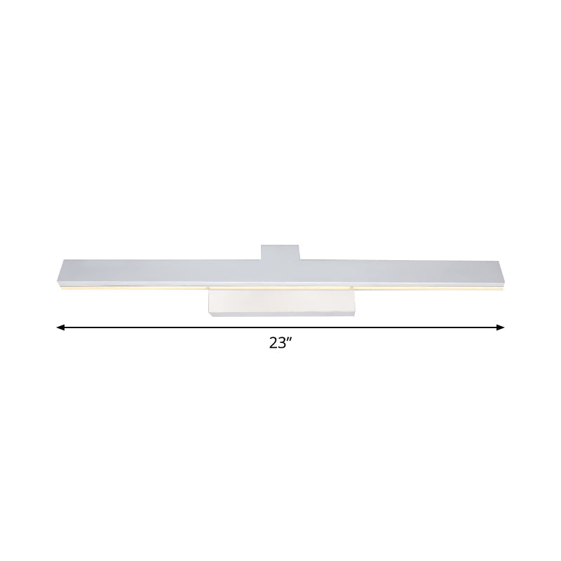 Lisslune | Simple LED Makeup Lighting Fixture White Streamlined Wall Lamp with Metal Shade in Warm/White Light, 17"/23" L