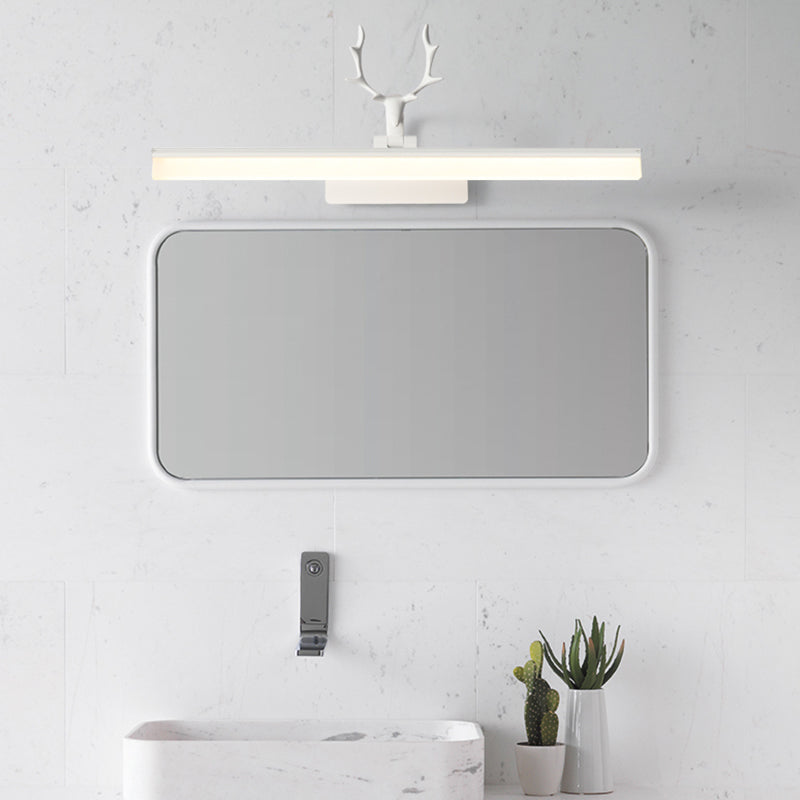 Lisslune | Rectangular Wall Light Modern Style Acrylic LED White Cosmetic Lighting with Warm/White Light and Metal Antler Design