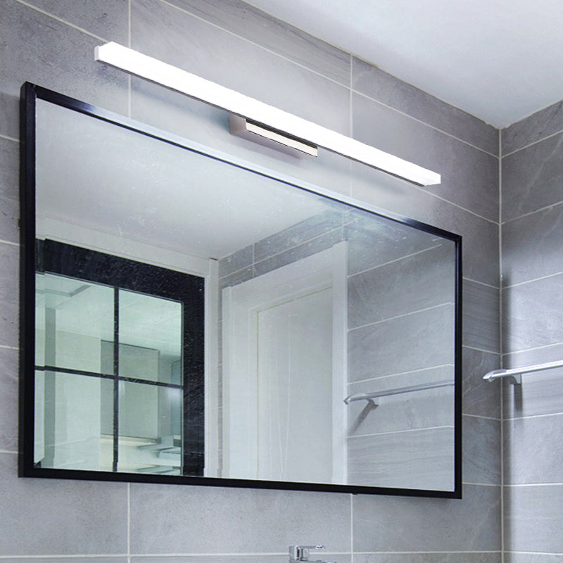 Lisslune | Linear Acrylic Makeup Mirror Light Simplicity LED Silver Wall-Mounted Lighting in Warm/White Light