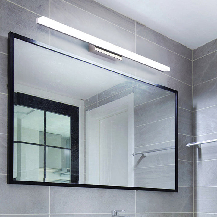 Lisslune | Linear Acrylic Makeup Mirror Light Simplicity LED Silver Wall-Mounted Lighting in Warm/White Light