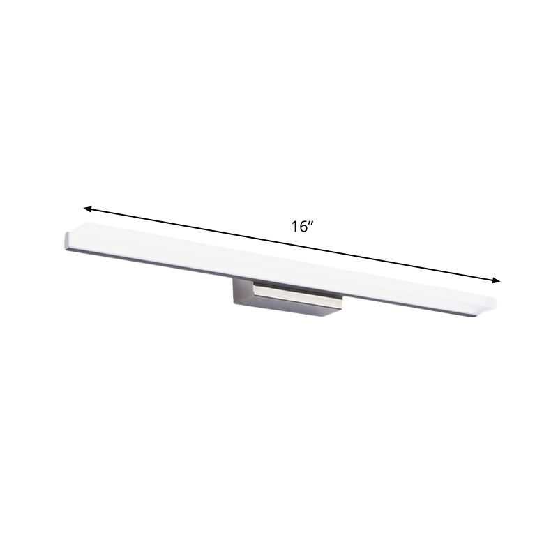 Lisslune | Linear Acrylic Makeup Mirror Light Simplicity LED Silver Wall-Mounted Lighting in Warm/White Light