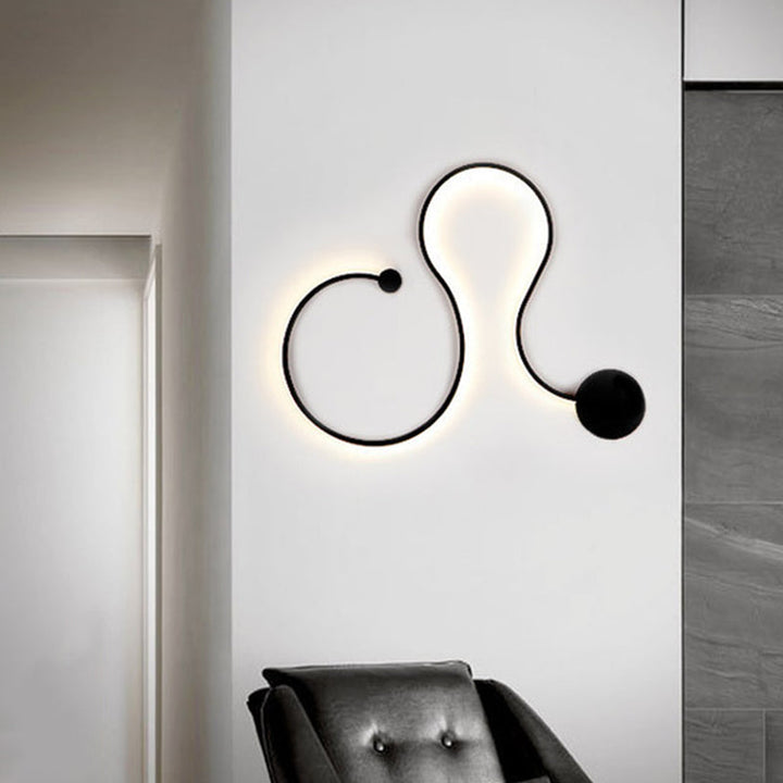 Skørter | Metallic snake-shaped wall-mounted lighting Simplicity 25.5"/50" W LED wall lamp in black, warm/cool white light