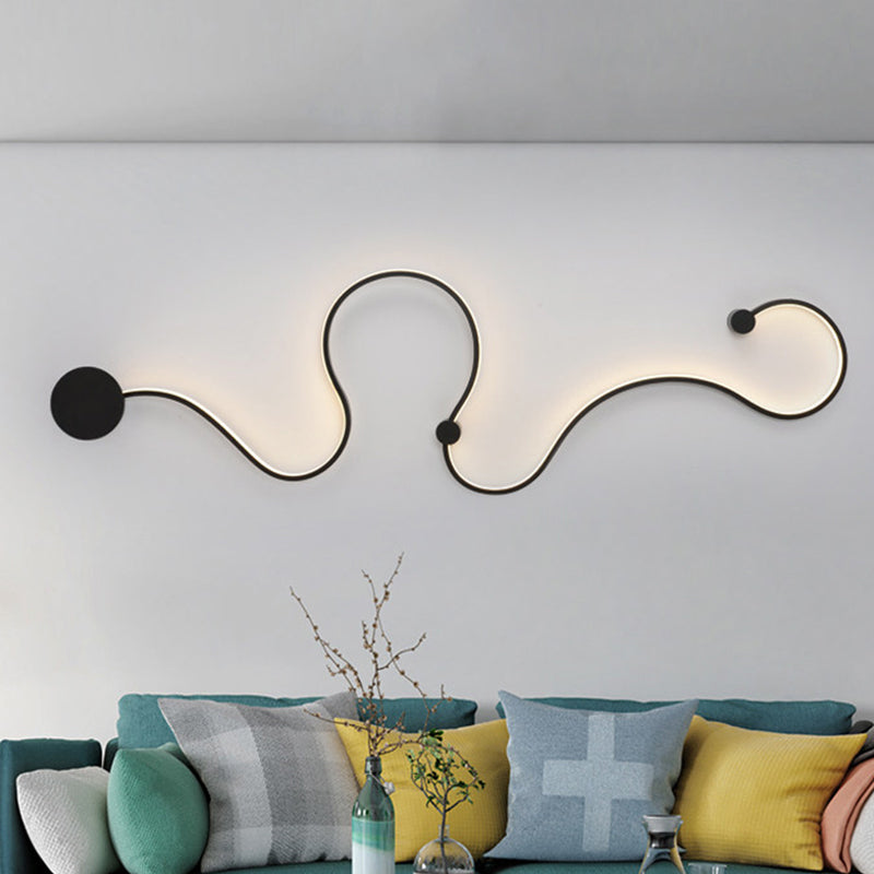 Skørter | Metallic snake-shaped wall-mounted lighting Simplicity 25.5"/50" W LED wall lamp in black, warm/cool white light