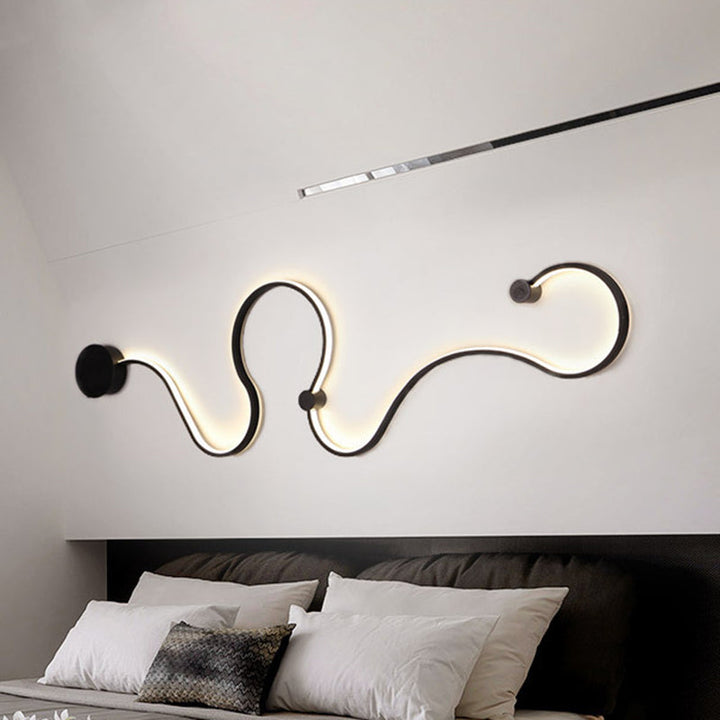 Skørter | Metallic snake-shaped wall-mounted lighting Simplicity 25.5"/50" W LED wall lamp in black, warm/cool white light