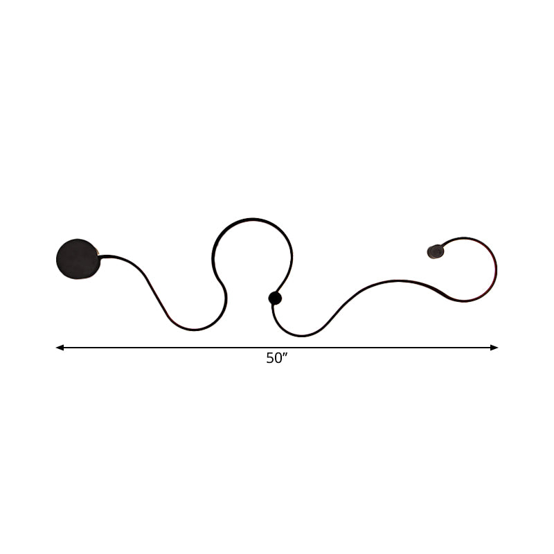Skørter | Metallic snake-shaped wall-mounted lighting Simplicity 25.5"/50" W LED wall lamp in black, warm/cool white light