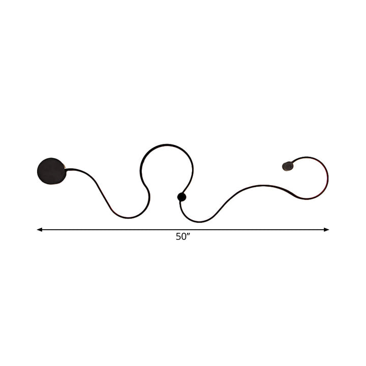 Skørter | Metallic snake-shaped wall-mounted lighting Simplicity 25.5"/50" W LED wall lamp in black, warm/cool white light