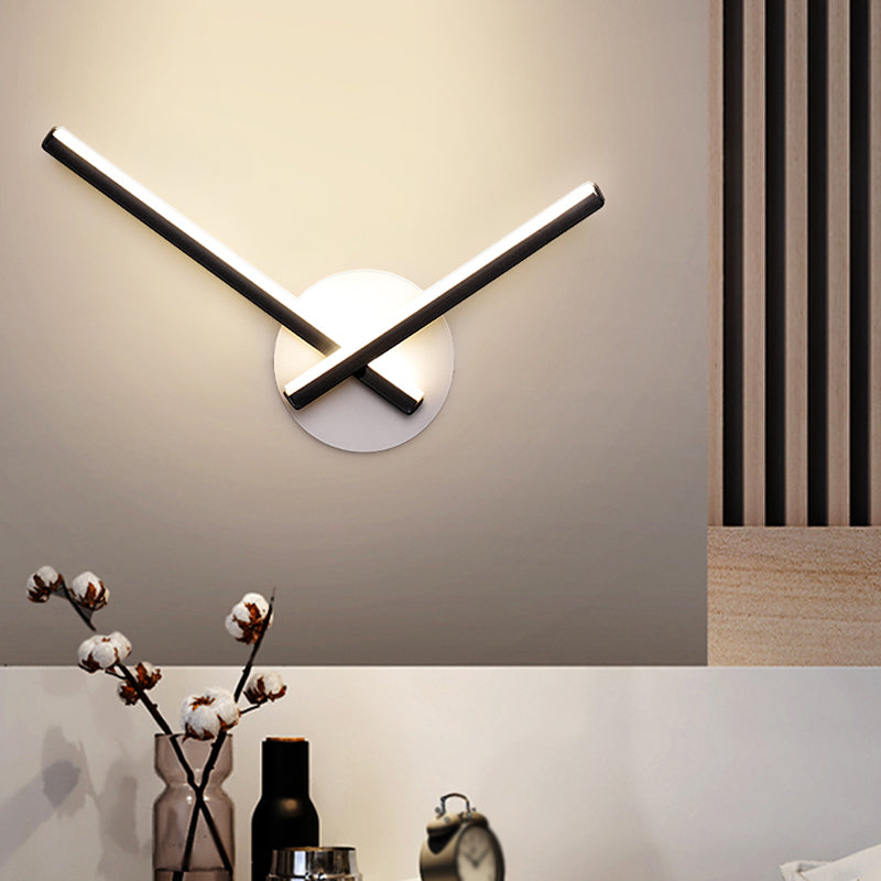 Lisslune | Overlapping Lines Metallic Wall Lighting Simplicity Black/White LED Wall Lamp with Round Backplate, Warm/White Light