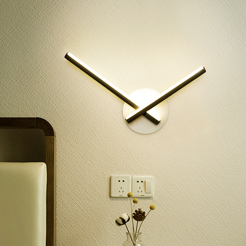 Lisslune | Overlapping Lines Metallic Wall Lighting Simplicity Black/White LED Wall Lamp with Round Backplate, Warm/White Light