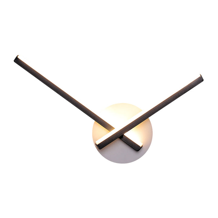 Lisslune | Overlapping Lines Metallic Wall Lighting Simplicity Black/White LED Wall Lamp with Round Backplate, Warm/White Light