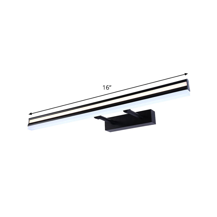 Lisslune | Modern Rectangular Vanity Light Metal LED Bathroom Wall Light in Black with Double Arm