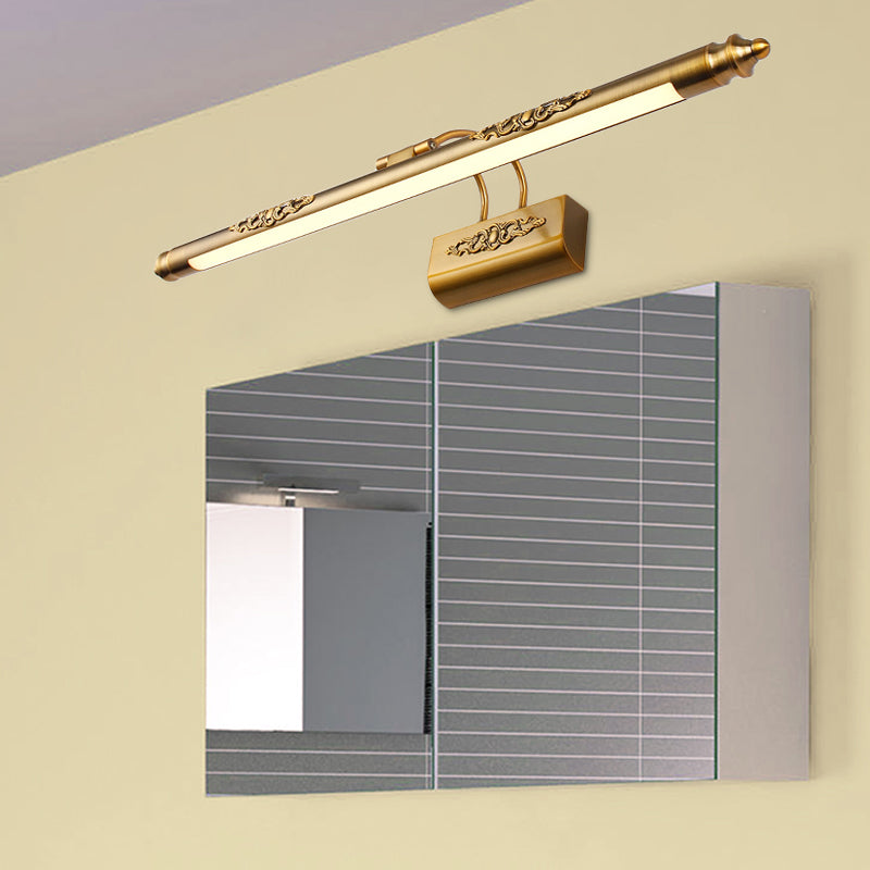 Lisslune | Metal Streamlined Wall Sink Light Contemporary LED Brass Wall Lamps Ideas with Curved Arm in Warm/White Light