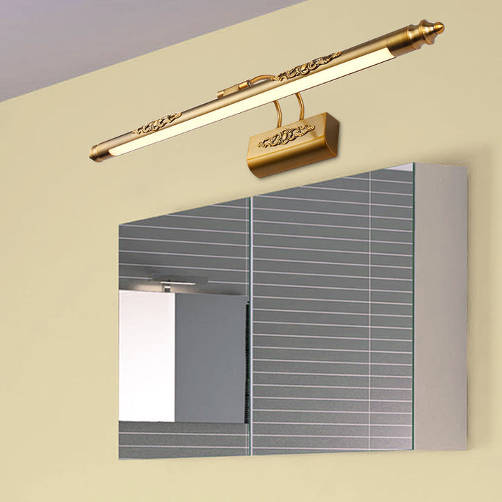 Lisslune | Metal Streamlined Wall Sink Light Contemporary LED Brass Wall Lamps Ideas with Curved Arm in Warm/White Light