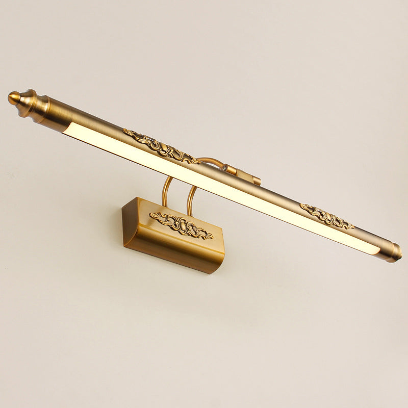 Lisslune | Metal Streamlined Wall Sink Light Contemporary LED Brass Wall Lamps Ideas with Curved Arm in Warm/White Light