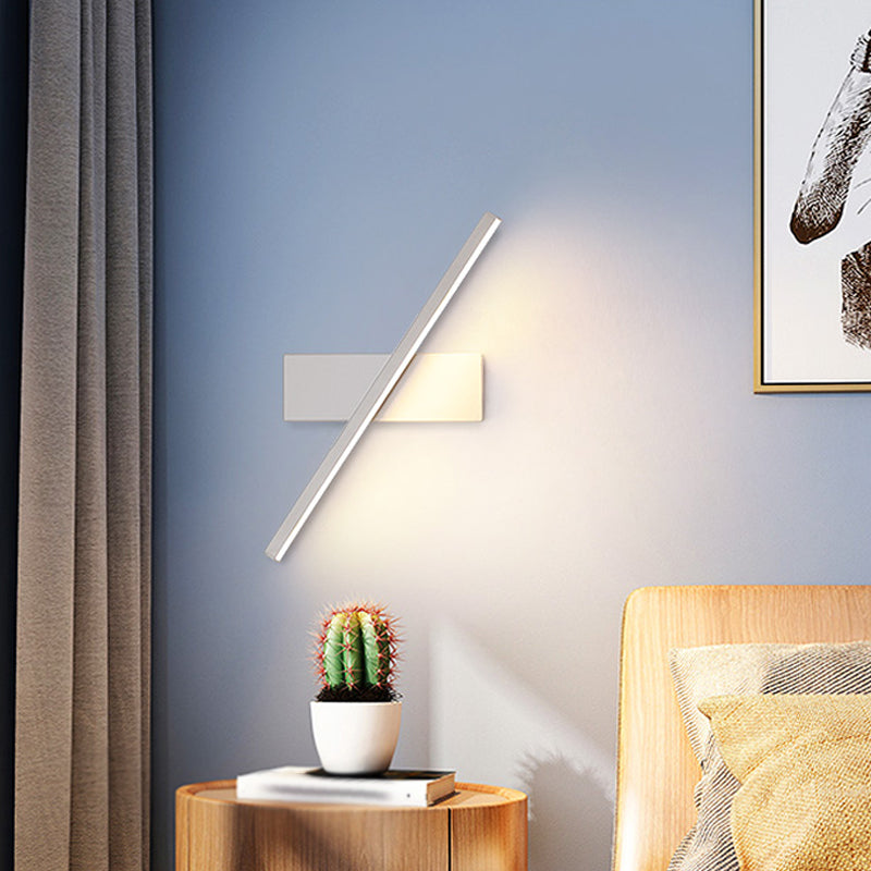 Lisslune | Linear Wall Sconce contemporary metallic black/white LED wall light with warm/white light