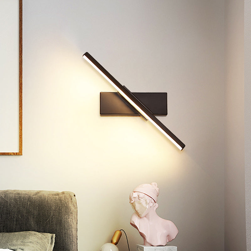 Lisslune | Linear Wall Sconce contemporary metallic black/white LED wall light with warm/white light