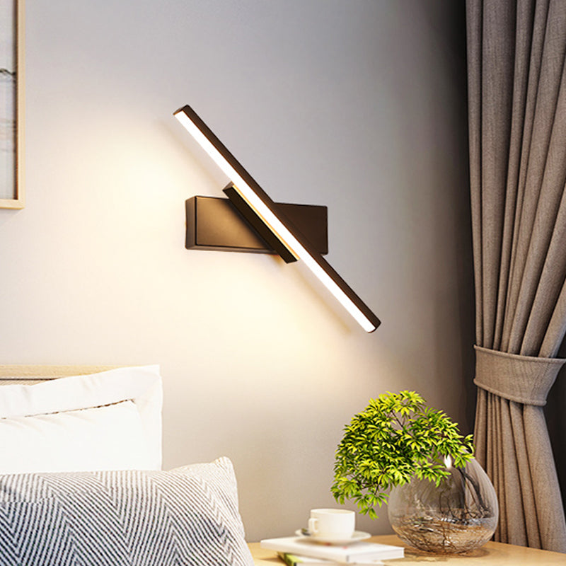 Lisslune | Linear Wall Sconce contemporary metallic black/white LED wall light with warm/white light