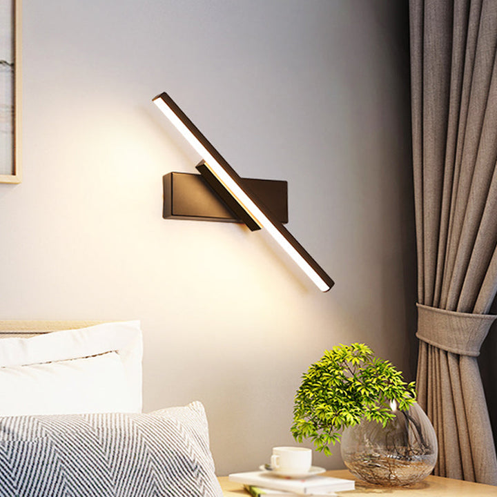 Lisslune | Linear Wall Sconce contemporary metallic black/white LED wall light with warm/white light