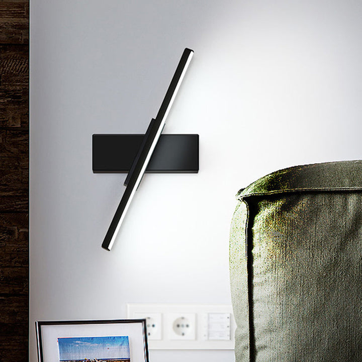 Lisslune | Linear Wall Sconce contemporary metallic black/white LED wall light with warm/white light