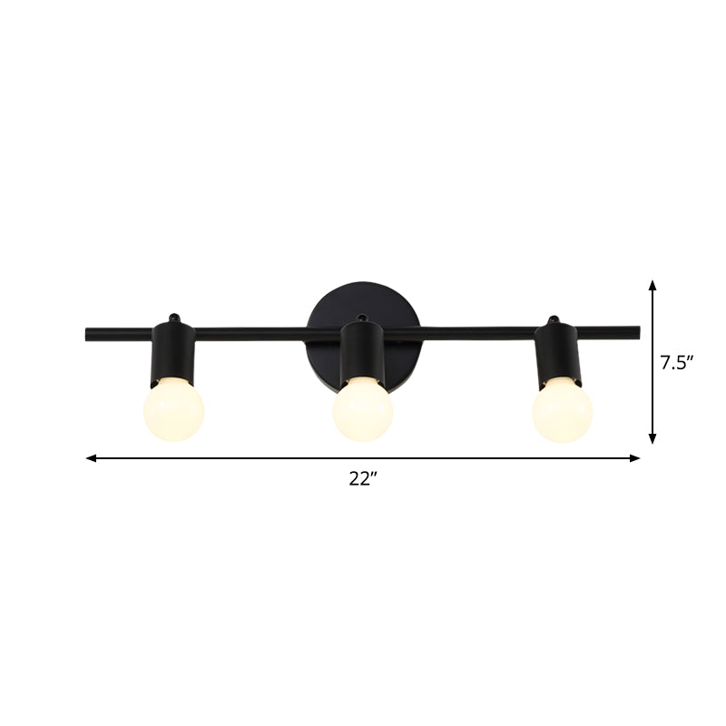 Lisslune | Black 3-Arm Sink Light Contemporary 3 Heads Metal Wall Mounted Lighting with Open Lampshade