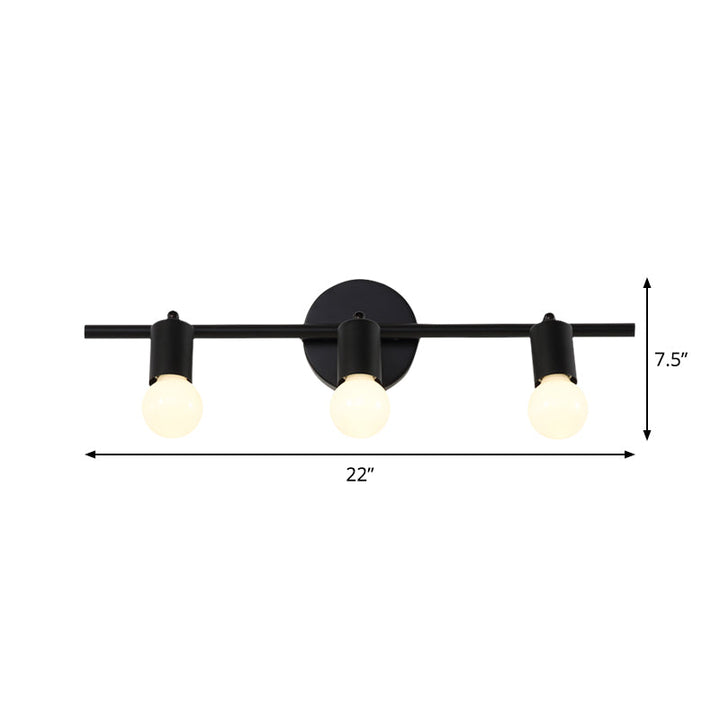 Lisslune | Black 3-Arm Sink Light Contemporary 3 Heads Metal Wall Mounted Lighting with Open Lampshade