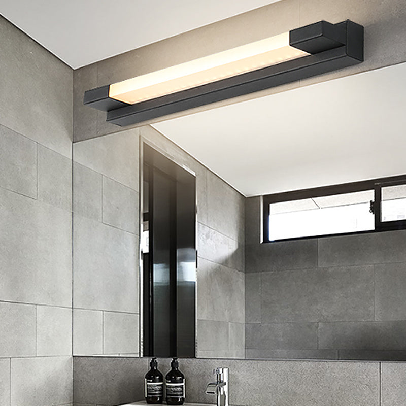Lisslune | Simple Straight Vanity Mirror Light Metal LED Bathroom Wall Lamp in Black, Warm/White Light
