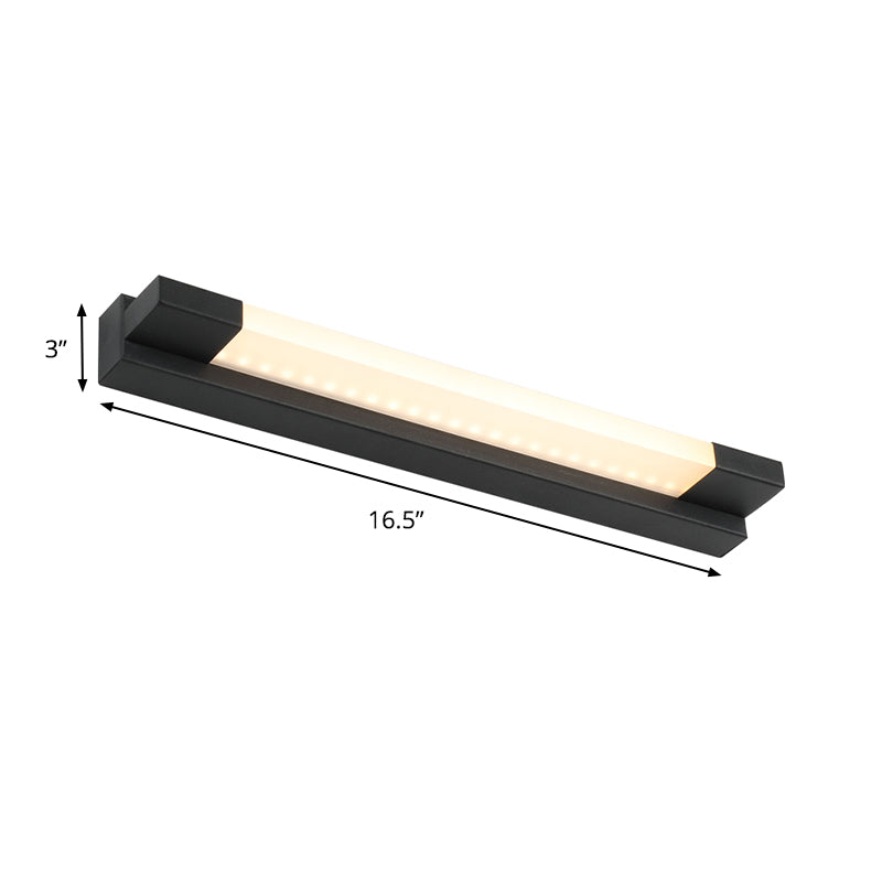 Lisslune | Simple Straight Vanity Mirror Light Metal LED Bathroom Wall Lamp in Black, Warm/White Light