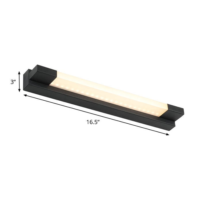 Lisslune | Simple Straight Vanity Mirror Light Metal LED Bathroom Wall Lamp in Black, Warm/White Light