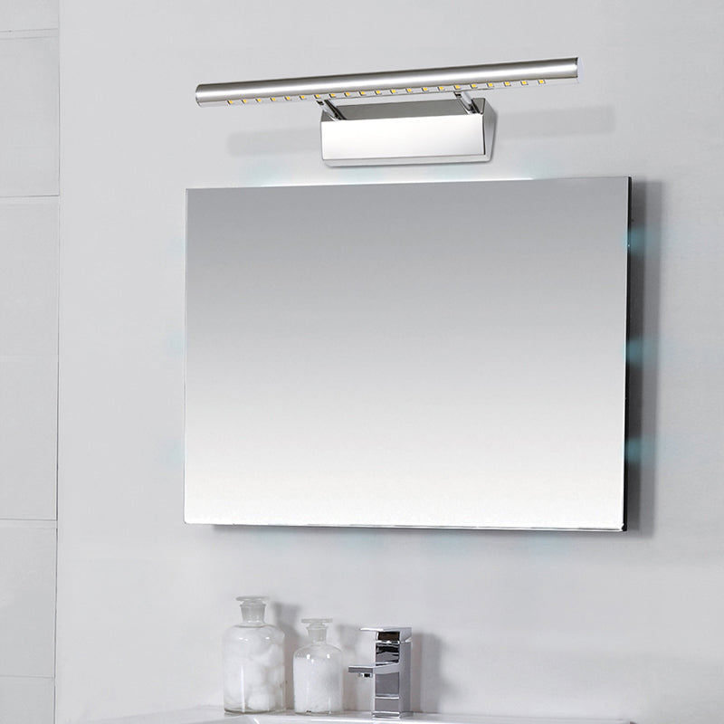 Lisslune | Cylinder Wall Lamp Simplicity Metal 10"/16" L LED Bathroom Wall Light in Chrome, Warm/White Light