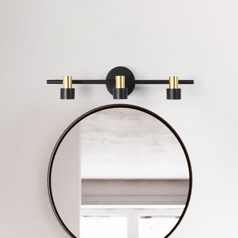 Lisslune | Black Cylinder Wall Light Minimalist 3 Heads Metal Wall Mounted Cosmetic Lamp in Warm/White/Natural Light