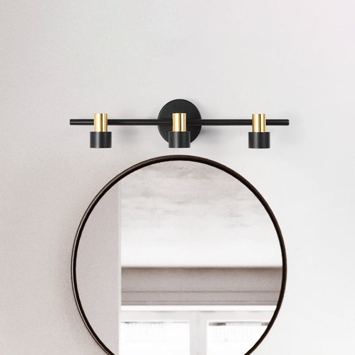 Lisslune | Black Cylinder Wall Light Minimalist 3 Heads Metal Wall Mounted Cosmetic Lamp in Warm/White/Natural Light