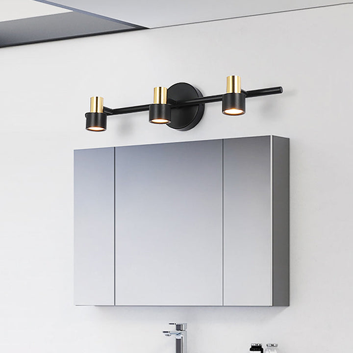 Lisslune | Black Cylinder Wall Light Minimalist 3 Heads Metal Wall Mounted Cosmetic Lamp in Warm/White/Natural Light
