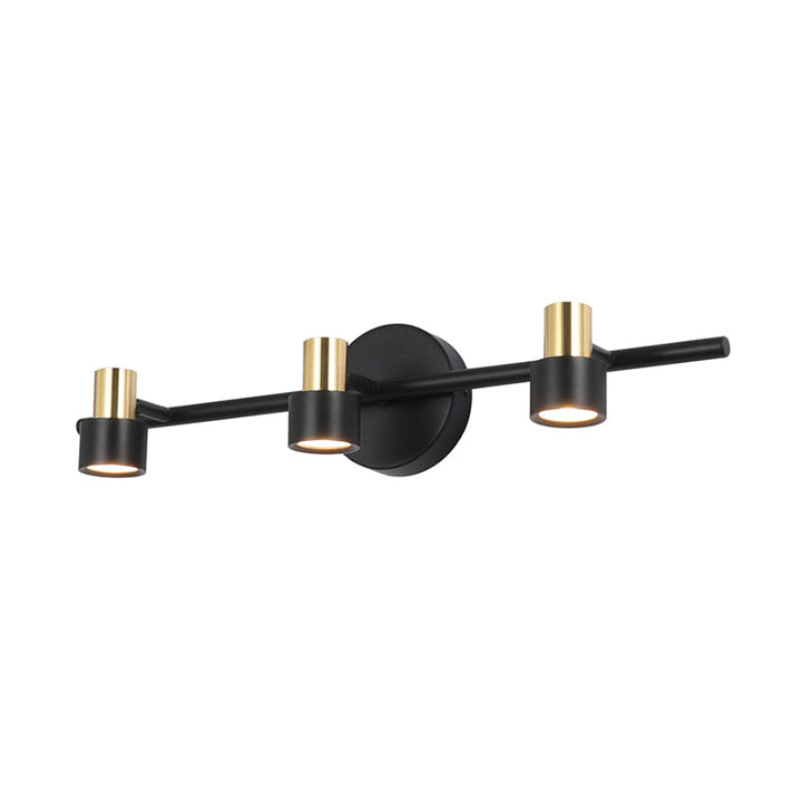 Lisslune | Black Cylinder Wall Light Minimalist 3 Heads Metal Wall Mounted Cosmetic Lamp in Warm/White/Natural Light